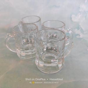 Vintage Federal Glass Mini Beer Stein Shot Glass set of 4 Mid Century Barware